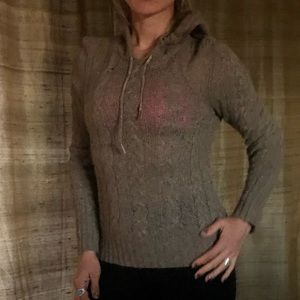 Wool, Angola rabbit hair and nylon sheer hoodie